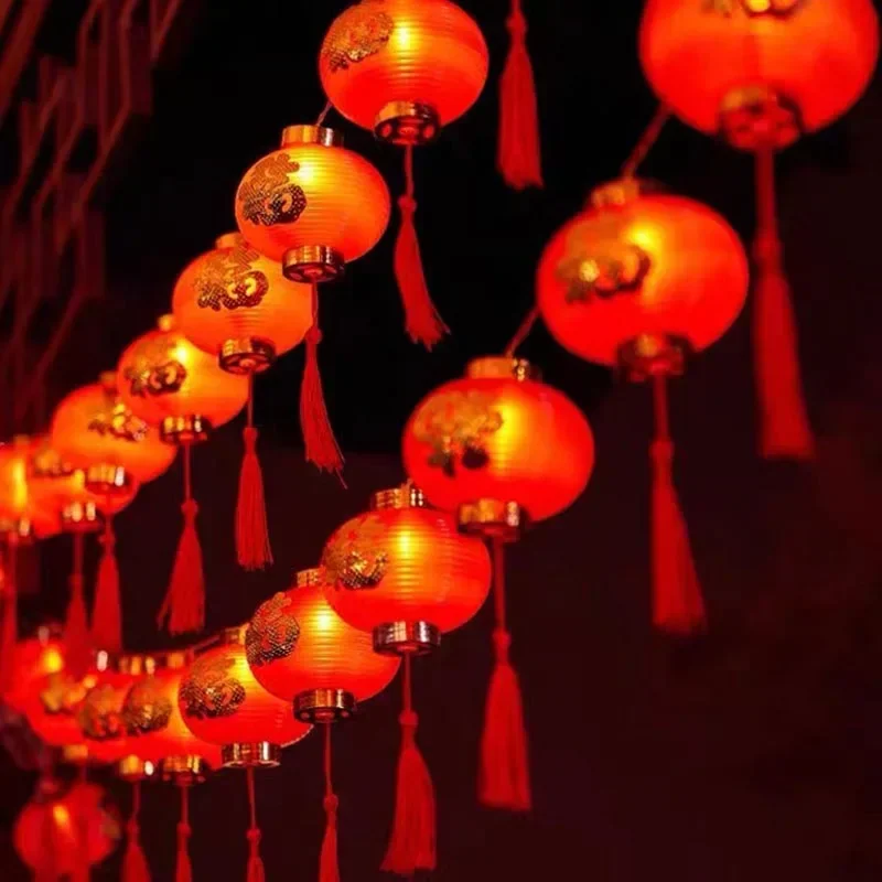 Japanese Lantern Paper - Nieuwjaar LED-lantaarn Verlichting Snaren Decoraties Chinees